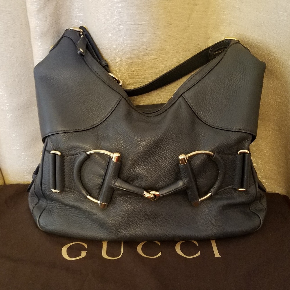 Gucci Gray/Blue Leather Women's Bag